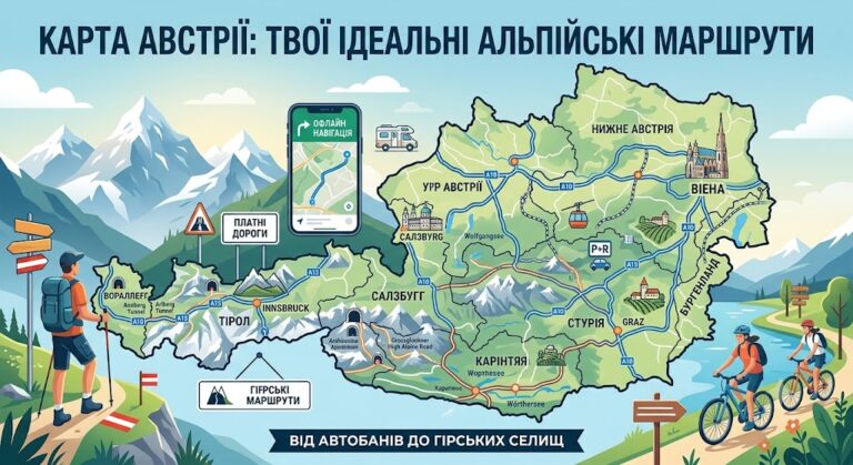 Карта Австрії для мандрівників: від автобанів до гірських селищ