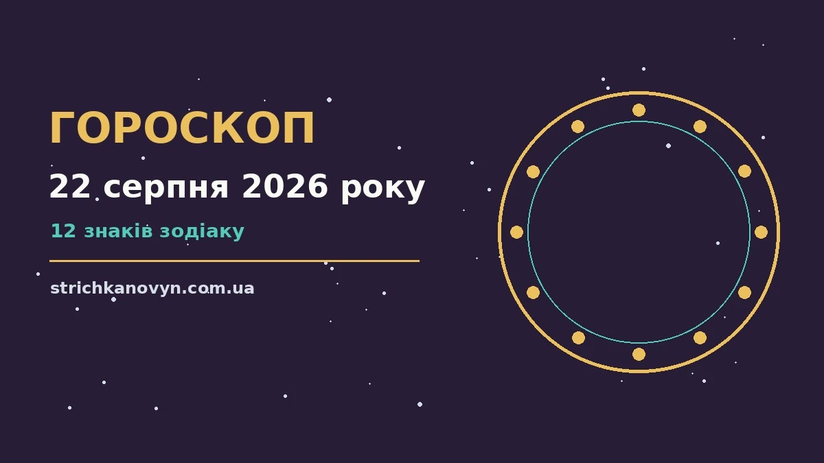 Зодіакальний круг на тлі ранкового неба, ілюстрація до гороскопу на 22 серпня 2026 року