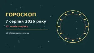 Зоряний гороскоп на 7 серпня 2026 року з символами дванадцяти знаків Зодіаку на тлі ранкового неба