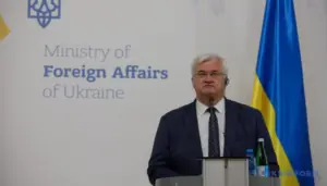 Андрій Сибіга на спільній пресконференції з Байбою Браже у Києві