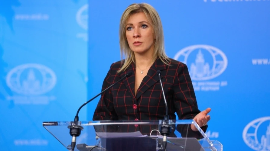 Марія Захарова під час брифінгу МЗС Росії