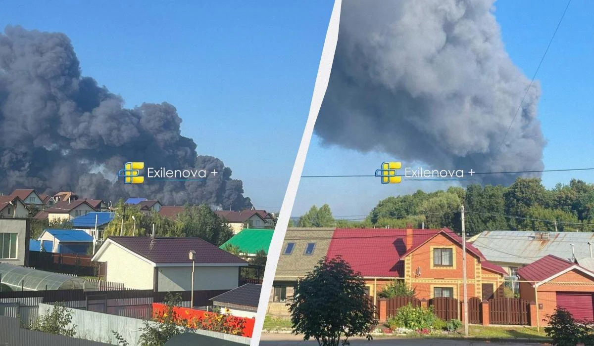 Наслідки нічної атаки безпілотників на території Росії: пожежа та дим над ураженими об'єктами