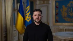 Президент Володимир Зеленський під час запису вечірнього відеозвернення